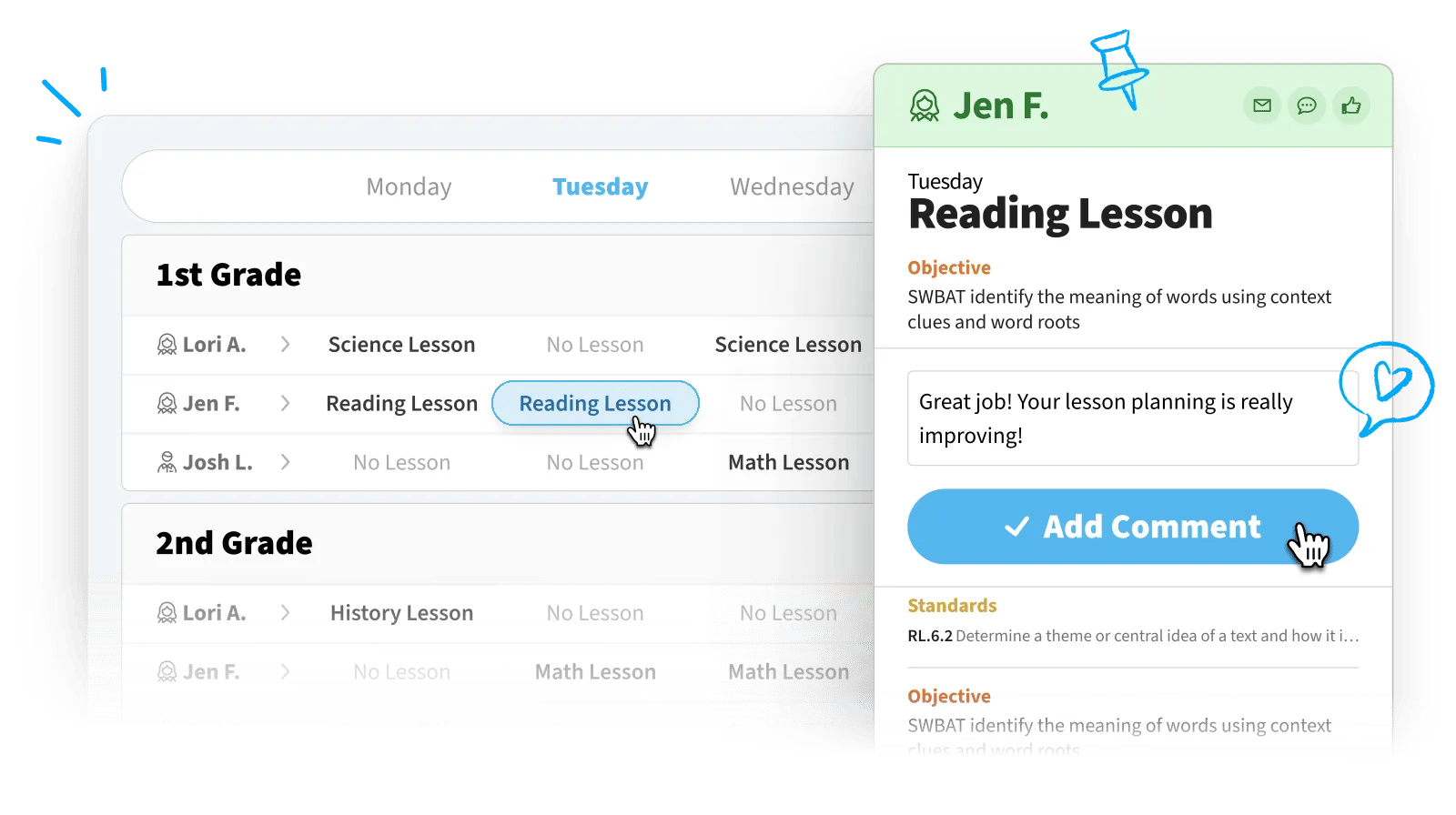 Admin dashboard view in Common Curriculum